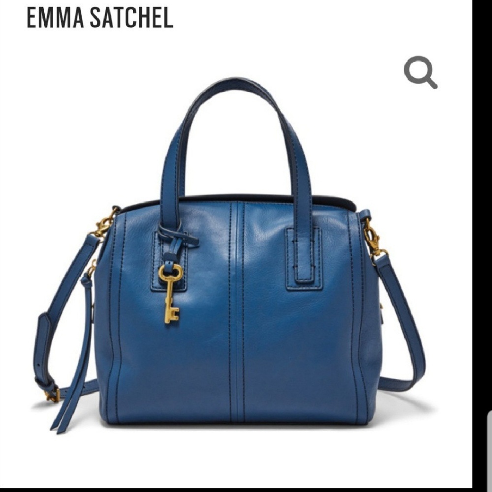 Fossil bag Emma satchel marine blue cowhide
